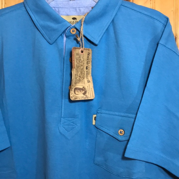 NWT Buffalo Jackson Blue Cotton Polo Shirts - Picture 3 of 13